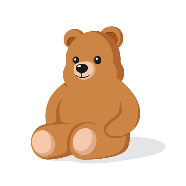 ikona pluszowego misia płaska konstrukcja. - bear teddy bear characters hand drawn stock illustrations