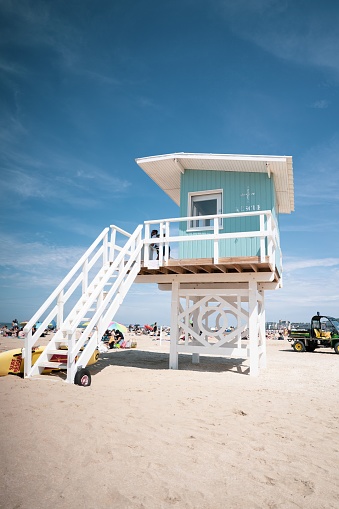A vertical of a lifeguard house at the beach