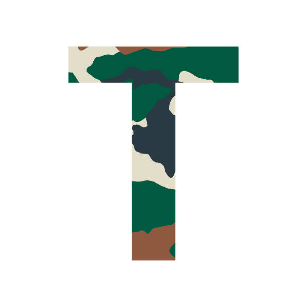 istock English alphabet letter T, khaki style isolated on white background - Vector 1437497837