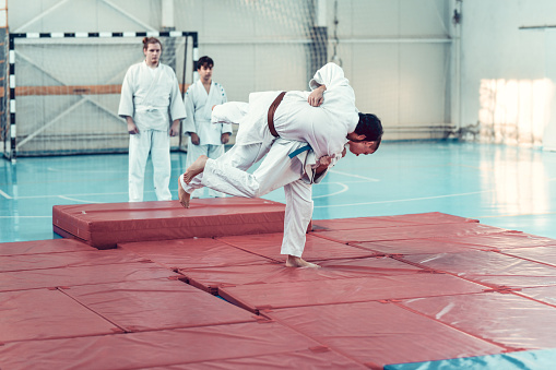 Effective Self Defense Judo Throws Practiced By Students In Dojo