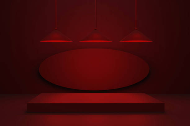 istock scene podium red room with low light lamps intimate setting for romantic love mood 3d render 1437505582