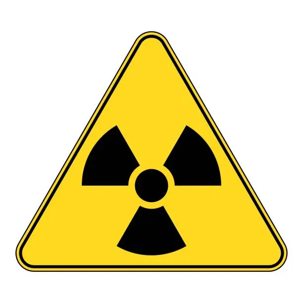 Vector illustration of Radiation sign. Radioactivity warning, caution yellow sign.
