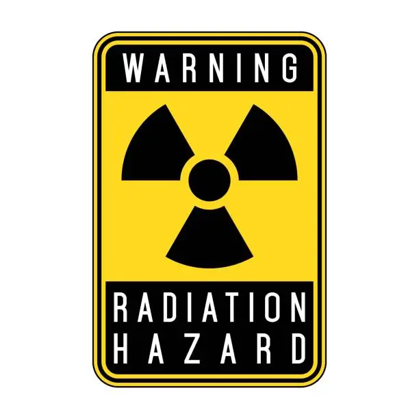 Vector illustration of Radiation sign. Radioactivity warning, caution yellow sign.