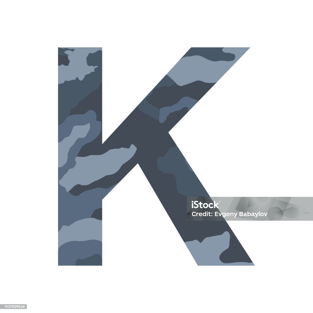 ตัวอักษรภาษาอังกฤษ K สไตล์สีกากีแยกบนพื้นหลังสีขาว เวกเตอร์ ภาพประกอบสต็อก  - ดาวน์โหลดรูปภาพตอนนี้ - Istock