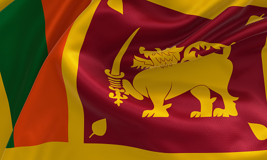 Sri Lanka flag from fabric satin, 3d illustration