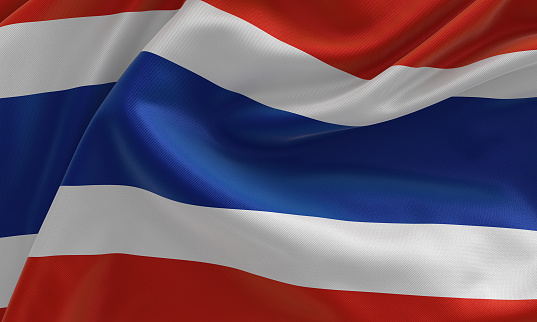 Thailand flag from fabric satin, 3d illustration
