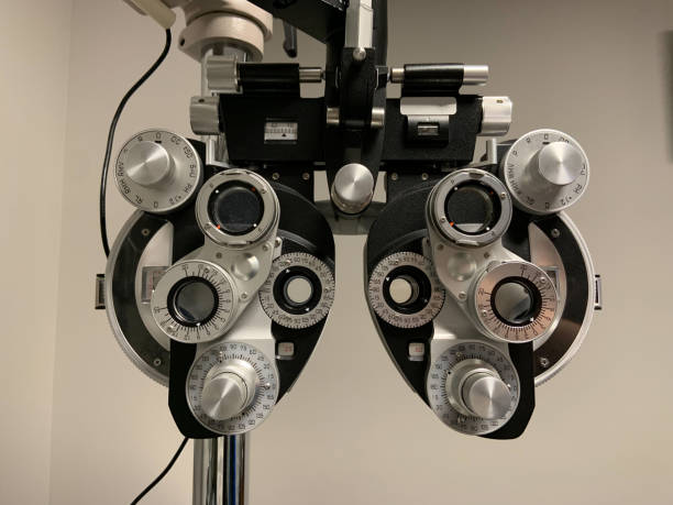 istock Eye exam equipment at the doctor office 1437510864