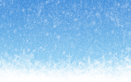 Christmas backdop with snowflakes and snow on blue sky background illustration