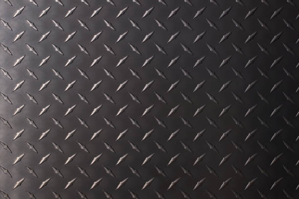 istock dark metal plate as background. steel texture with a rhombus pattern. 1437517534