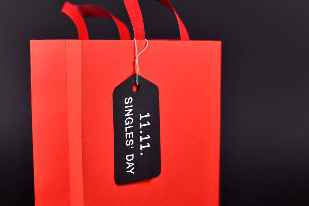 istock Shopping bag with tag saying '11.11. Singles' Day', 1437521666
