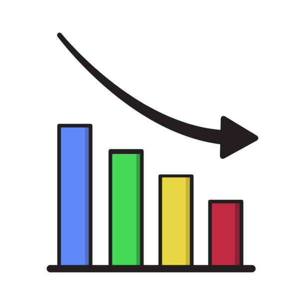 ilustrações de stock, clip art, desenhos animados e ícones de illustration of downtrend graph. chart downtrend. business concept. - graph moving down recession line graph