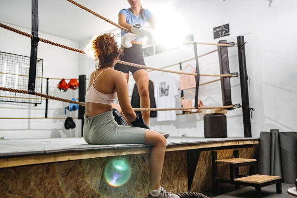 istock Two beautiful female boxers having fun together 1437524910