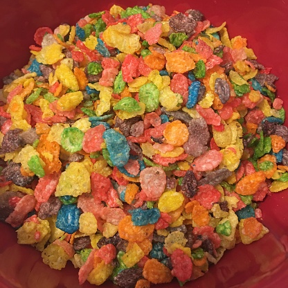 Colorful fruity cereal