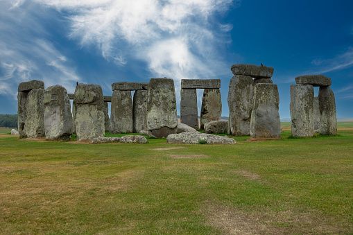 Daytime view of the stone circle at Stonehenge, a UNESCO World Heritage site near Amesbury in Wiltshire, England