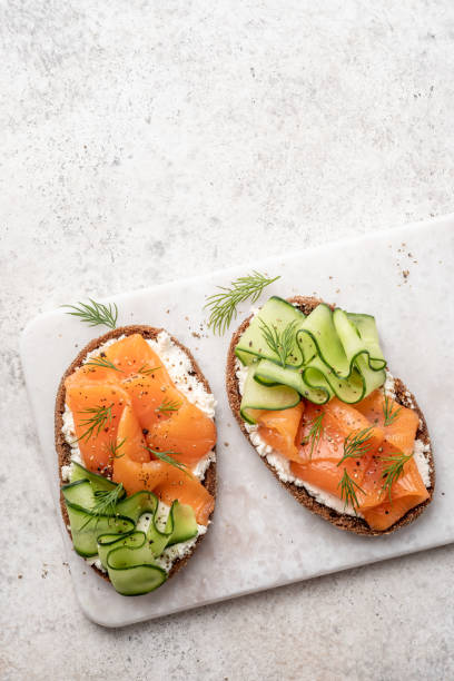 istock open sandwiches with salted salmon 1437528947