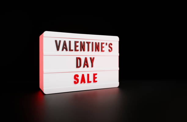 istock Valentine's Day Sale Written White Lightbox Sitting On Black Background 1437529349