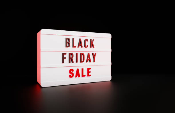 istock Black Friday Sale Written White Lightbox Sitting On Black Background 1437531987