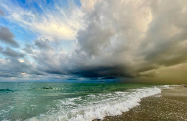 Gulf Coast Beachscape Storm clouds gathering N. Longboat Key, Florida longboat key stock pictures, royalty-free photos & images