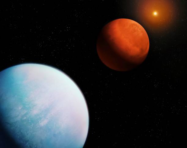 istock Earth-like planets, rocky exoplanets in space. Beautiful planets. 1437535957