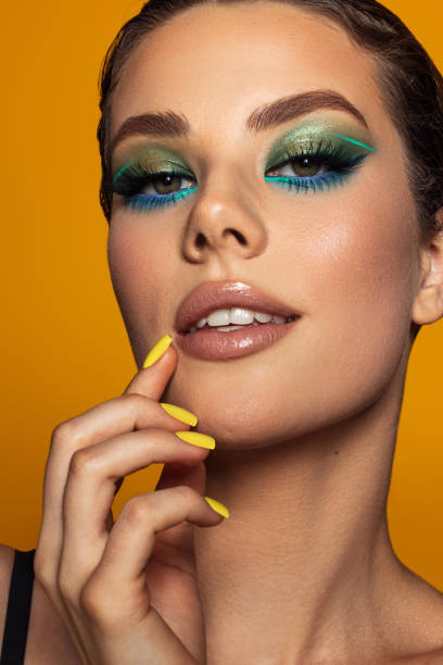 istock Beautiful woman with bright make-up 1437537333