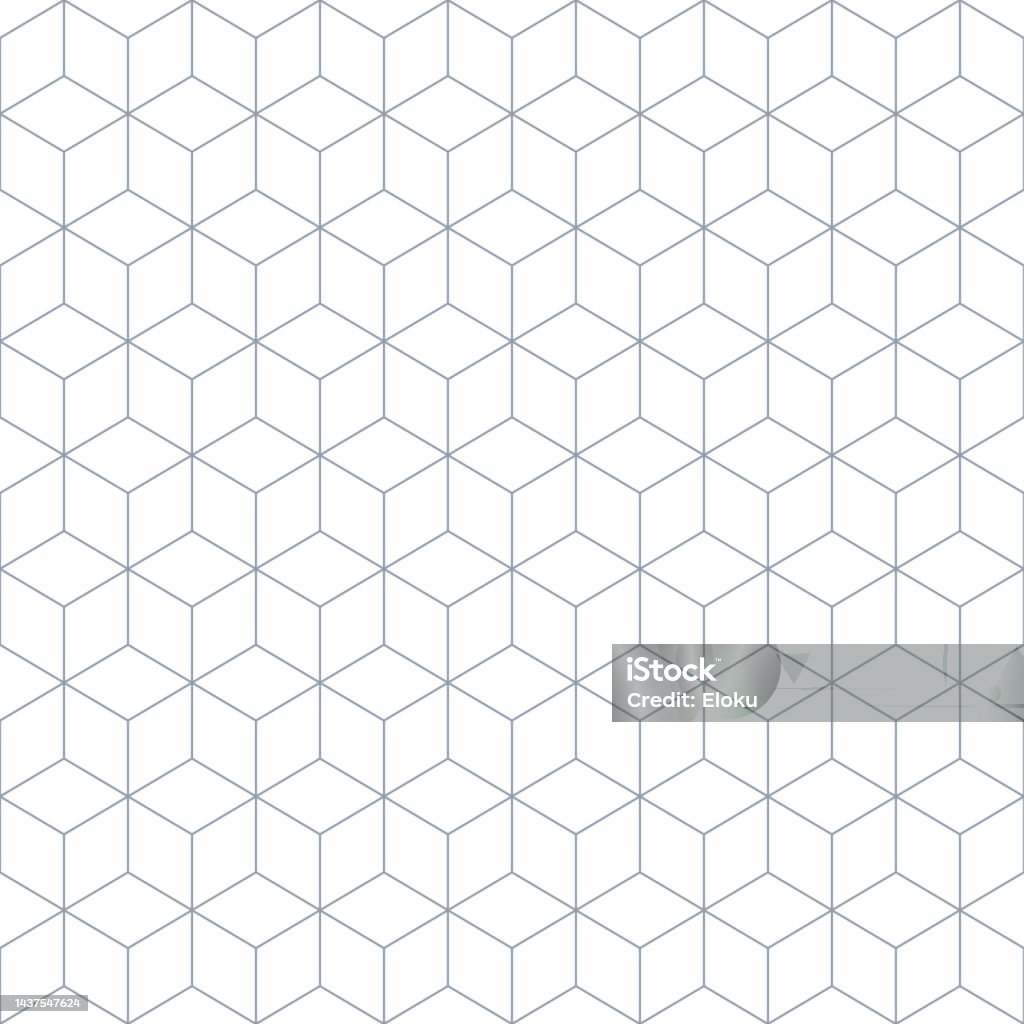 Seamless Isometric Grid With Editable Strokes Vector Geometric Pattern ...