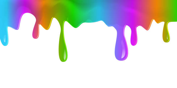 istock Illustration of colorful paint dripping on a white surface 1437552322