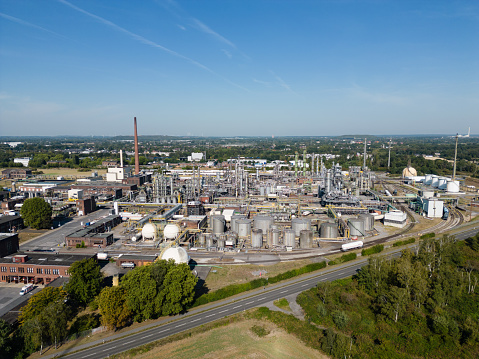 Chemical plant in the city of Moers, North Rhine-Westphalia. The plant has a total area of 38 hectares.