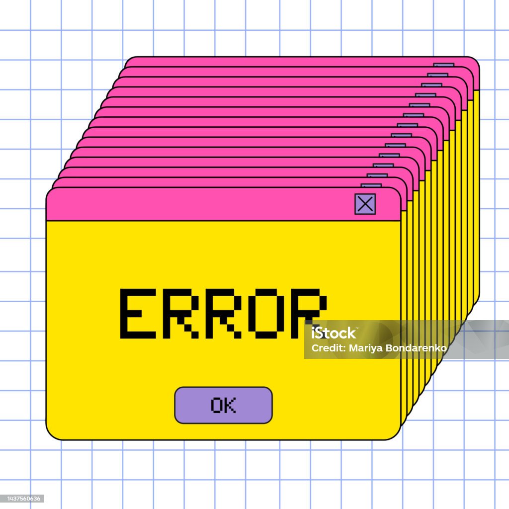 Retrowave Pc Desktop With Message Box And Popup Ui Elements Error ...