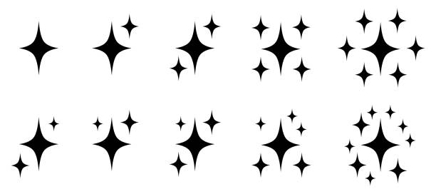 звезды набор иконок логотип, иконка историй в социальных сетях, коллекция иконок разных сверкающих звездочек, коллекция знаков звезд - сток - star of bethlehem flash stock illustrations