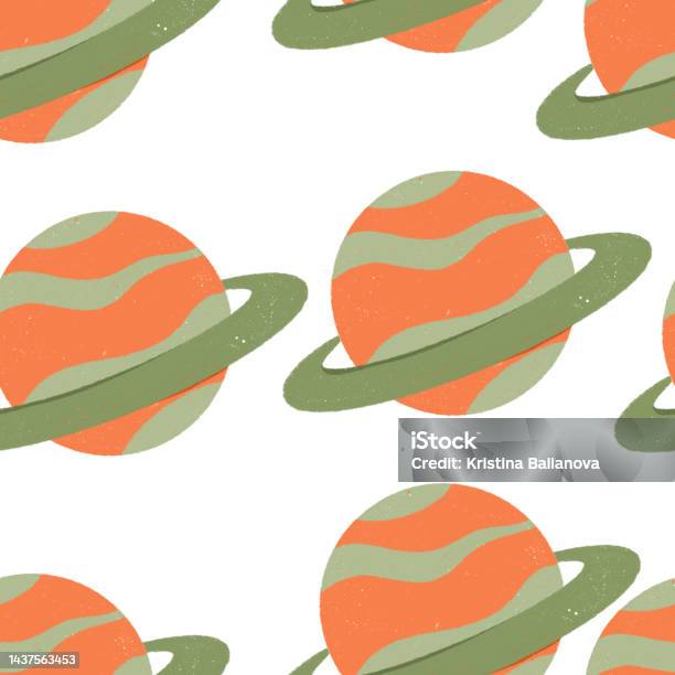 Satern Pattern Seamless Pattern Saturn One Of The Planets Of The Solar System Stock ...