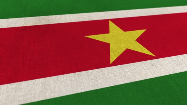 National Flag of Suriname Animation Stock Video - Suriname Flag Textured 3d Rendered Background - Highly Detailed Fabric Pattern