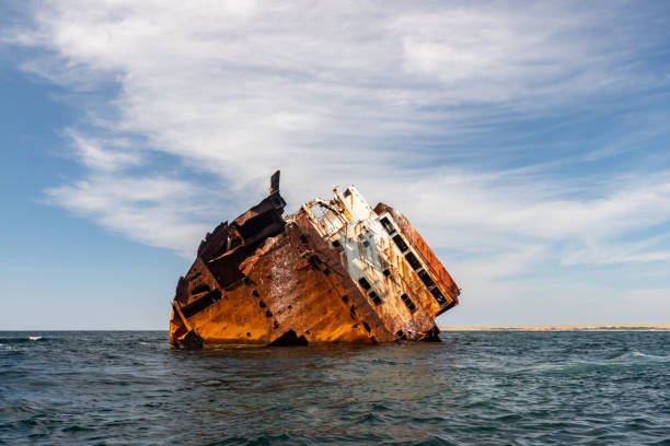 istock Cargo ship Ibrahim Yakim Cape Tarkhankut. A sunken ship. 1437565400