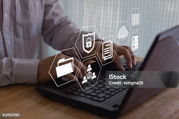 Businessman Using A Computer To Document Management Concept Online ...