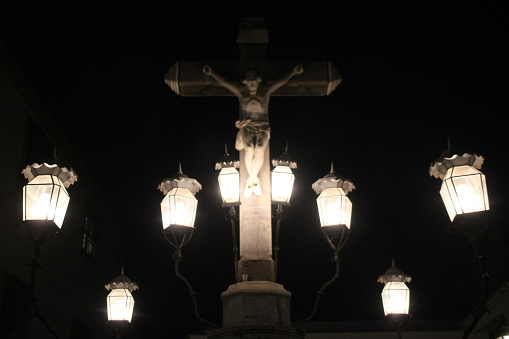 Monument of Christ, illuminated at night