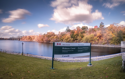 The point where the Ottawa River flows into the Rideau Canal.