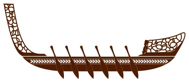 Vector illustration of NZ Maori waka boat canoe