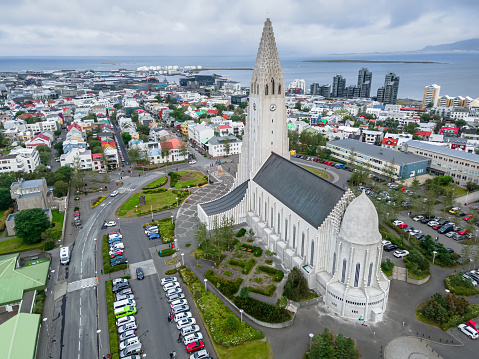 Hallgrimskirkja Cathedral in Reykjavik, Iceland. The Lutheran (Church of Iceland) parish church in Reykjavik, Iceland. At 73 metres (244 ft), it is the largest church in Iceland.