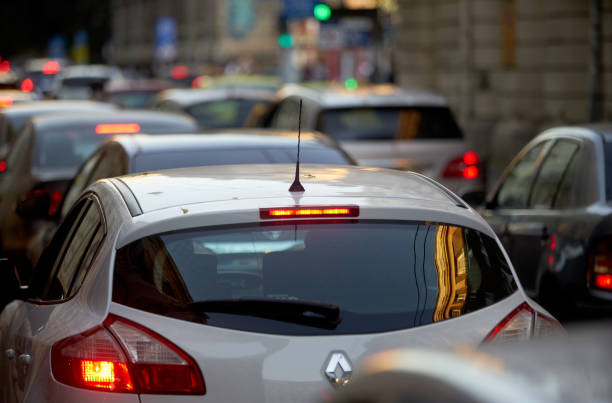 Traffic in Bucharest, Romania stock photo