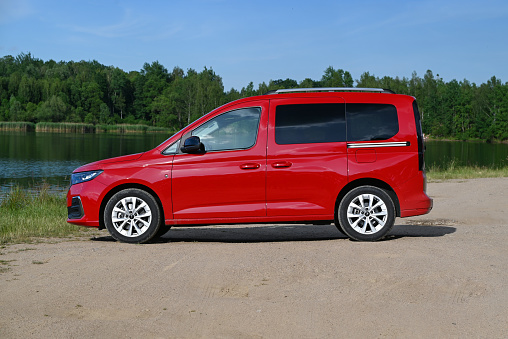 Lomnica, Poland - 22 June, 2022: Ford Tourneo Connect stopped on a road. This model is a popular LAV / compact MPV in Europe.