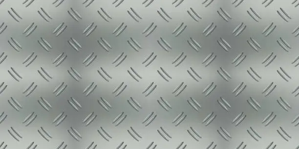 Vector illustration of Aluminum diamondplate industry realistic grey seamless pattern