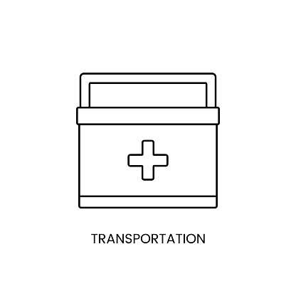 Container for transporting biomaterial icon line in vector, illustration of medical equipment