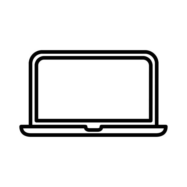 illustrations, cliparts, dessins animés et icônes de ordinateur portable, macbook icône logo design vector template illustration signe et symbole pixels parfait - macbook