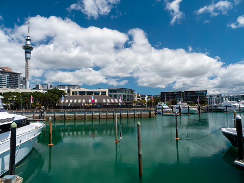 Auckland, New Zealand - 22 October, 2022: Auckland Wynyard Quarter in a sunny spring day.