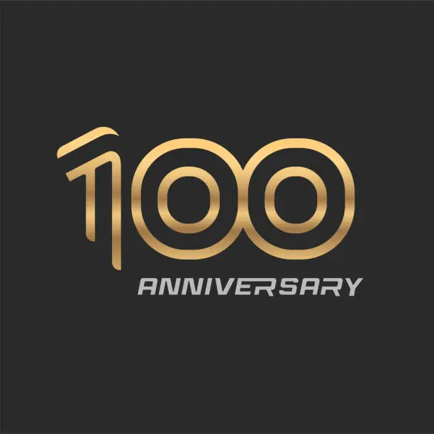 Vector illustration of 100 years anniversary celebration logotype with modern number