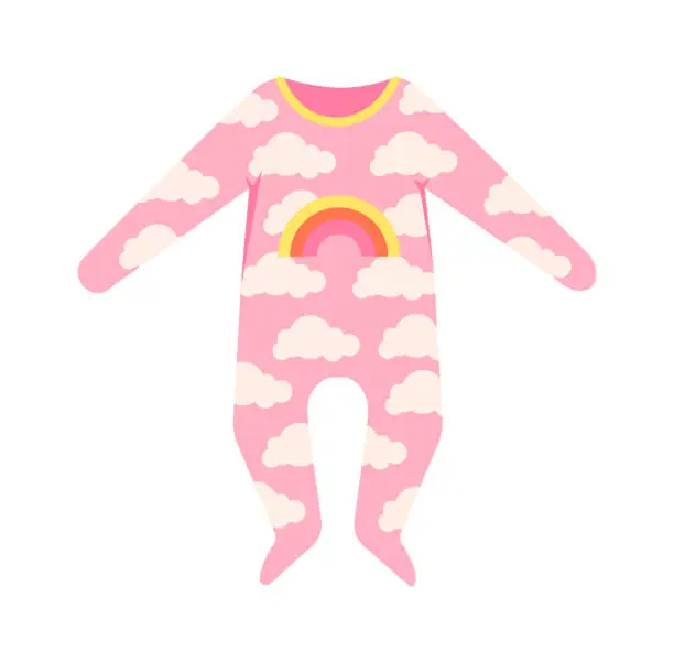 Vector illustration of Baby bodysuit with clouds. Vector illustration