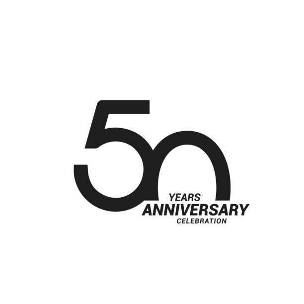 illustrazioni stock, clip art, cartoni animati e icone di tendenza di logotipo celebrazione 50 anni - 50 anni