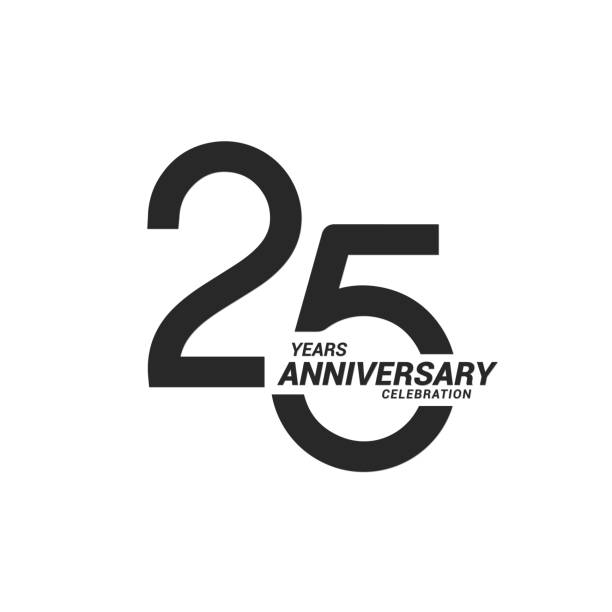 ilustrações de stock, clip art, desenhos animados e ícones de 25 years anniversary celebration logotype - 25