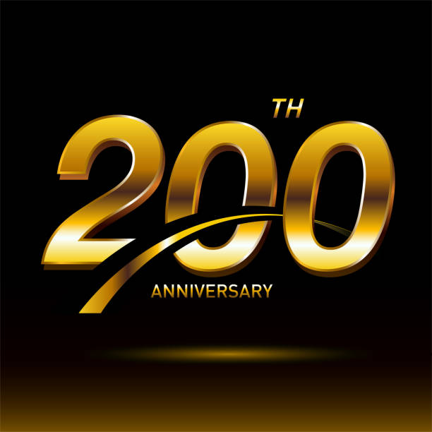 200 년 황금 기념일 로고 축하 - bicentennial stock illustrations