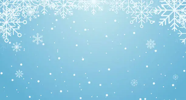 Vector illustration of Winter background. Abstract snowflake border. Snowfall backdrop. Winter holidays theme. Background with snowflakes. Vector illustration