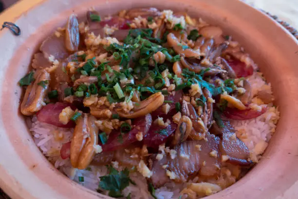 Anchovy roe claypot rice in Guangzhou